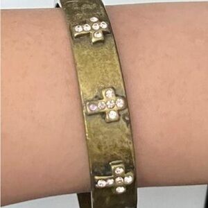 Gold Cross Bracelet with Crystal Pave Crosses